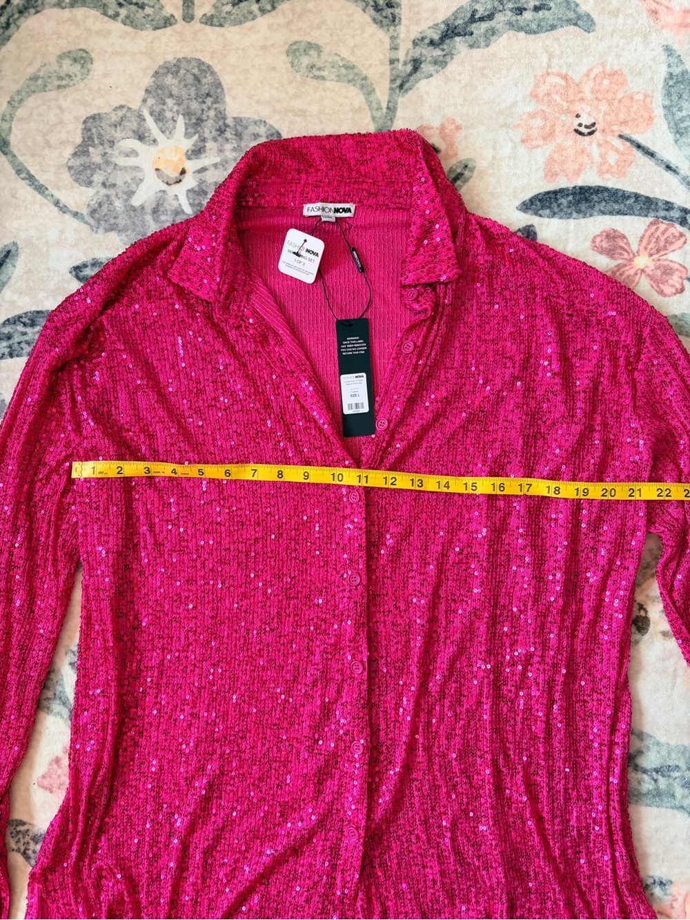 Fashion Nova Hot Pink Sparkle 3-Piece Pantsuit Set - Picture 5 of 12